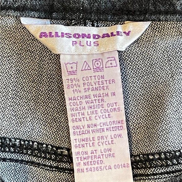 Allison Daley Plus Crop Jeans Gray Black Floral Print Stretch Waist Panels 22W - Picture 5 of 15